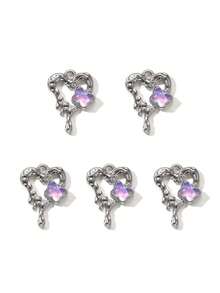 10/20pcs Random Blue Tone Ocean Colored Rhinestone Cross & Heart Shaped Pendant DIY Necklace Bracelet Jewelry Gift For Women