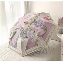 Retro Oil Painting Umbrella Women's Rain And Sun Umbrella Sunscreen UV Protection Student Automatic Sunshade Umbrella - 3 手冊 - 查看 6