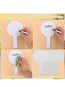 Conjunto de 10 Quadros Brancos de Dupla Face - Quadros Brancos Portáteis, Quadros de Mensagens para Aprendizado e Uso Doméstico com Superfície Apagável, Ideal para Sala de Aula, Casa e Escritório, Quadros de Escrita para Sala de Aula | Quadros Redondos | Quadros de Plástico, Quadros Apagáveis