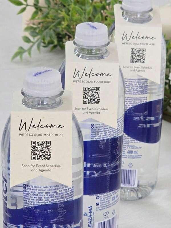 10pcs/30pcs/50pcsCustomWater BOTTLE TAGS For Wedding Reception (Small Size) Personalized With Names And Event Date Tag Size: Approximately 1.8" X 3.8" (4.7 X 9.7 Cm) Opening Diameter: 1.25" (3.2 Cm). Will Fit Most Small Cap Bottles Water Bottle Labels Suitable For Weddings, Parties, Birthdays, Baptisms, And Other Events, Multi-Functional, High-Quality, Personalized, Tea Room, Home, Garden, Office, For Anniversaries, For Valentine's Day, For Mother's Day, For Birthdays, For Father's Day, For Graduation, For Weddings, For Housewarming, Barware & Wine Making
