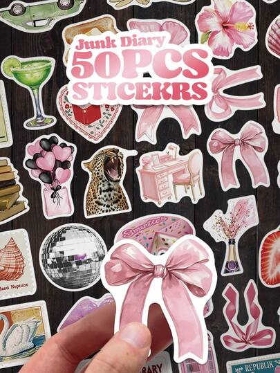 SCXXBSW 50 piezas Pegatinas de diario chatarra, regalos de fiesta y decoración del hogar, recompensa de clase, regalo de cumpleaños, decoración, scrapbooking, laptop, equipaje, guitarra, taza de agua, funda de teléfono, pegatinas DIY, suministros de scrapbooking, pegatinas divertidas, pegatinas para laptop, pegatinas para Kindle, pegatinas para teléfono