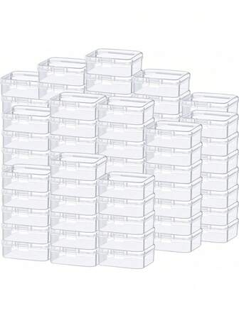 100pcs Multi-Functional Mini Makeup And Beauty Essentials Storage Box - Transparent, Lightweight Lipstick, Lash, Puff Organizer - Perfect For Bathroom Storage, DIY Projects, Compartment Box, Storage Box, Ideal Gift For Crafters And Jewelry Lovers