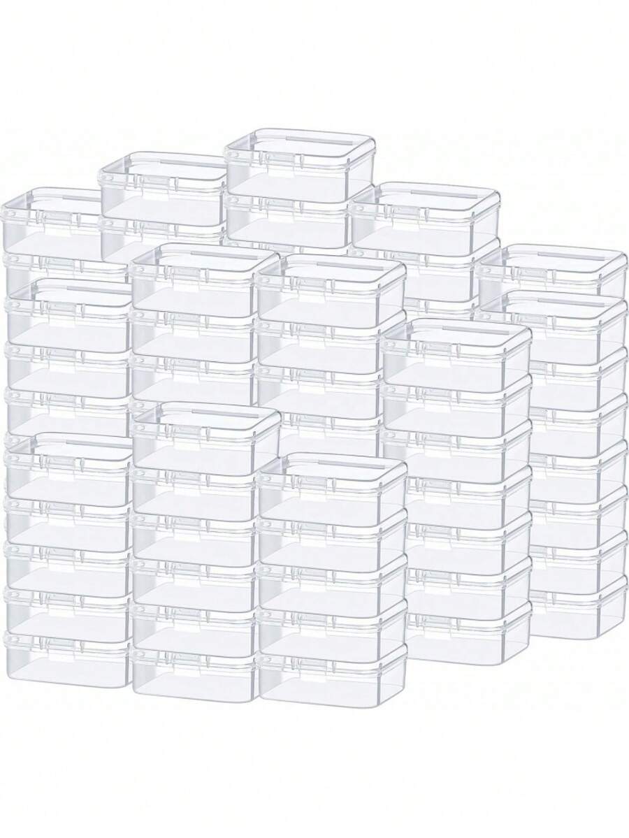 100 buc cutie de depozitare mini multifuncțională pentru machiaj și produse esențiale de înfrumusețare - organizator transparent și ușor pentru ruj, gene, pufuri - perfect pentru depozitare în baie, proiecte DIY, cutie compartimentată, cutie de depozitare, cadou ideal pentru meșteri și iubitorii de bijuterii - Multicolor - Vizualizare 1