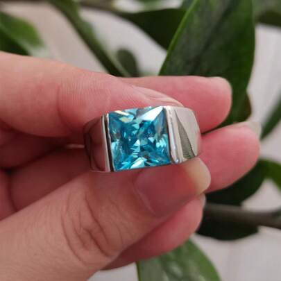 1pc Luxurious Square Oxidized Bright Copper Ring, Suitable For Women's Daily Wear, Wedding, Engagement And Party Gifts