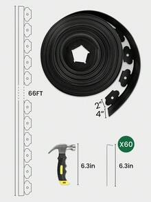 Borde de jardín flexible de 4 pulgadas de altura con picos de anclaje de acero galvanizado y kit de borde de césped para cama de flores, camino, proyecto de paisajismo, negro - Negro - Ver 10