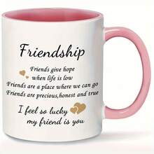 1pc Best Friend Tea Mug - I'm Lucky My Friend Is You - 11-Ounce Ceramic Coffee Mug With A "You'll Always Be My Best Tea" Design. Dishwasher-, Perfect For Birthdays, Christmas, Anniversaries, And Long-Distance Gifts. Dishwasher- Mug | Playful Mug Design | Illustrated Mug - Friendship - View 11