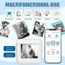Impressora Portátil Mini, Impressora de Adesivos Mini Sem Fio com 3 Rolos de Papel de Impressão, Para Notas, Imagens, Fotos, Diários, DIY, Compatível com iOS e Android
