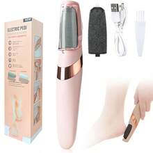 1PC Electric Foot File, USB Rechargeable With 2-Speed Shift Wheel And LED Light, Professional Hard Beige Exfoliating Tool For Dry And Cracked Heels And Dead Skin