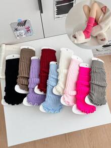 1双秋冬女士腿套，糖果色芭蕾舞风格毛绒长筒袜，可爱Y2K风格，舒适保暖 - 彩色 - 查看 4