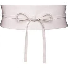 Wide Obi Belts For Women Thick Faux Leather Corset With Lace Up Wrap Style - White - View 1