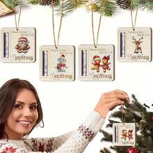 5/1 pièce Décoration d'arbre de Noël en bois - Sac à argent de Père Noël et de renne pour arbre de Noël avec fente pour l'argent, ornement suspendu pour la décoration de l'arbre de Noël, la décoration de la maison, la fête de Noël, l'événement de Noël, l'ornement thématique de Noël, la décoration de fête de Noël, Joyeux Noël, cadeau de Noël, décoration de Noël, cadeau pour les amis et la famille