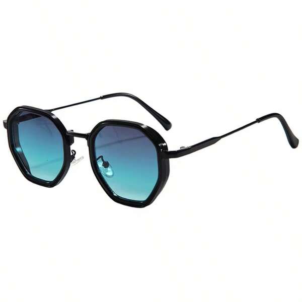 نظارات جديدة بإطار صغير ذو شكل متعدد الأوجه عصرية، ذات معبد معدني مصمم بسيط وشامل، مناسبة للارتداء اليومي وحفلات العطلات