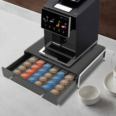 Organizador moderno negro de cápsulas de café, cajón de almacenamiento de cápsulas de café