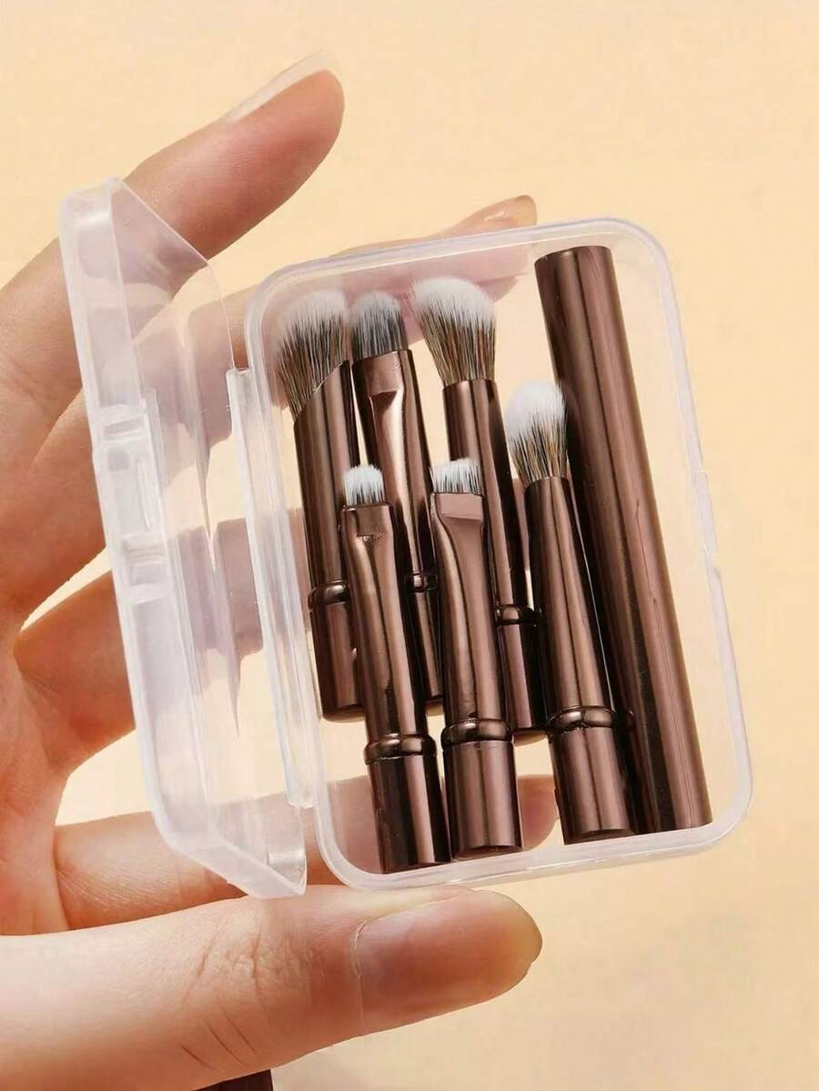 6件套便携式化妆刷套装，可拆卸刷头，迷你旅行化妆刷，口袋刷，鼻影刷，遮瑕刷，眼影刷，多功能化妆工具套装，化妆刷套装，化妆刷套装，化妆刷套装，全套化妆刷，化妆刷套装，全套化妆工具，化妆刷套装，化妆刷套装，化妆礼盒套装