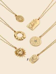 1 件不锈钢十字架，闪耀钻石，镂空心形，女士项链可选，适合日常装饰或送礼 - 金黃色 - 查看 5