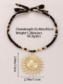 1 Pc Bohemian Bold Minimalist Statement Pendant With Leopard Print Cord Necklace, Suitable For Daily Outings, Christmas And Birthday Gifts