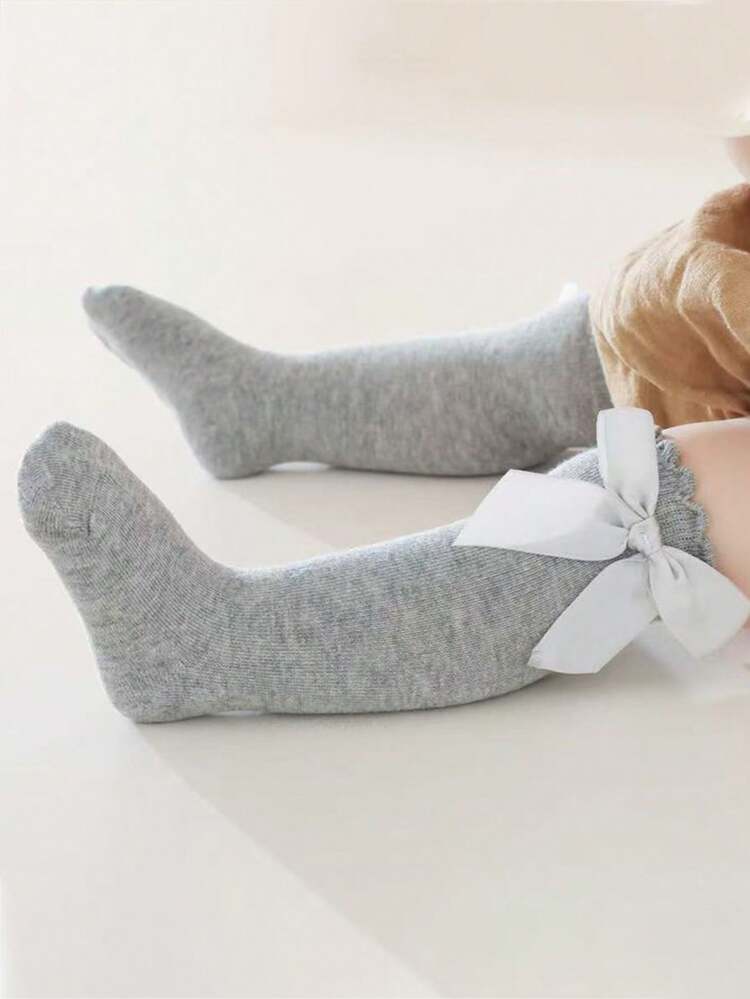 10 пар дитячих гольфів, м'які теплі повсякденні гольфи з декором у вигляді бантика, випадкові кольори, осінь/зима - Різнокольоровий - Переглянути 5