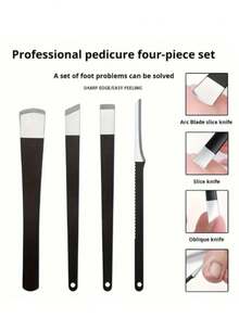Set de 5 piezas de pedicura de acero inoxidable premium - Incluye removedor de callosidades, cortaúñas para uñas encarnadas, empujador de cutículas y lima de uñas, para pies suaves