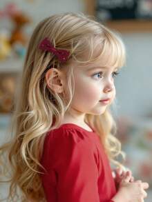 4pcs Red Fabric Bow Hair Clips For Girl, Pastel Colored Hair Bows Decor With Golden Polka Dot, Soft Daily Wear Hair Barrettes, Sweet Girls Hairpins, Teens Hair Accessories