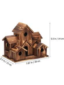 Outdoor Bird House - Natural Wooden Hummingbird And Red Sparrow Nest Box, Natural Wooden Hummingbird House, Hanging Solid Wood Bird Nest, Garden Outdoor Hummingbird Courtyard Decoration Garden Gifts, Pet Supplies - 棕色 - 查看 4