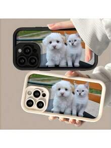 1pc Customized Personalized Pattern Grit Ladder Full Silicone Lens Protection Phone Case, Compatible With Apple 16, 15, 14, 13, 12, 11 Pro Max Series, Cat, Floral Bright Pink, Burgundy Red Fashion, Fashion, Colorful, Matching Phone Case, Simple Customized, Personalized, Unique, Mother's Day Gift Phone Case