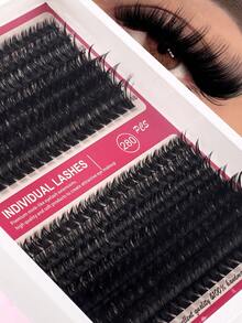 280 片蓬松睫毛簇，40D+60D 浓密睫毛，8-16 毫米细单根睫毛，D 卷睫毛延长套件，适合初学者 - 黑色 - 查看 3
