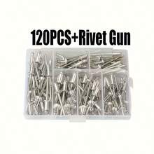 120pcs Rivet Set With Rivet Gun - Durable Metal Alloy Manual Tool For Solid Metal Connections And General Surface Treatment