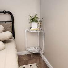 1 件亚克力透明三角形落地角架，2-4 层现代家居落地角桌，适用于客厅、卧室、浴室
