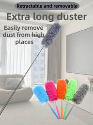 1 Set Extendable Super Fine Fiber Duster, Reusable, Washable, Bendable Duster With Telescopic Handle, Suitable For Home And Office - Ideal For Cleaning Ceiling Fans, Windows And Furniture. Super Fine Fiber Extendable Manual Dust Cleaning Brush For Home Air Conditioner, Feather, Car And Furniture Cleaning