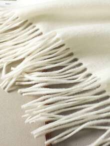 1pc Women's Casual Solid Color Cashmere Scarf, Suitable For Keeping Warm In Early Winter Mornings And Evenings, Can Be Paired With Dresses.,Beach,Holiday - Milky White - View 4