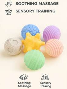 6件婴儿感官球，婴儿出牙玩具，蒙特梭利幼儿教育，婴儿戏水玩具球，按摩球