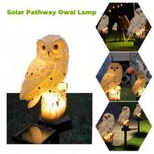 Solar Owl Garden Light - LED Resin Statue, With Matte Metal Finish, Is Very Suitable For Fence, Lawn, Sidewalk And Terrace Decoration, Including Installation Hardware And On/Off Control