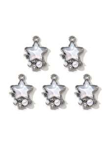 10/20pcs Random Blue Tone Ocean Colored Rhinestone Cross & Heart Shaped Pendant DIY Necklace Bracelet Jewelry Gift For Women