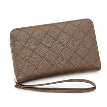 Girl's Rhombus Pattern Coin Purse, Korean Minimalist Large Capacity Card Holder Wallet, Zipper Clutch Bag, Phone & ID Card Case - Multicolor - View 9