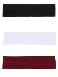 1/5 女士吸汗运动头带套装 - 宽版、弹力、纯色面料头带,适合跑步和健身,舒适设计,女士头巾,冬季发饰,女士围巾,女士发带 - 彩色 - 查看 16