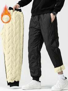 Men's Stylish And Versatile Winter Thickened Pants, Fashionable Striped Pants, Casual Long Pants. Great Gift For Husbands, Boyfriends.