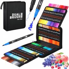 12/24/36/48/60/72/120/168 Colors Dual Brush Markers Pens, Artist Coloring Marker Set, Fineliner & Brush Tip Pen With Premium Case For Adults Coloring Books Journal, Drawing, Doodlin,Art Supplies