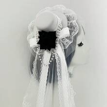Gothic Mini Top Hat With Clip Rose Chains Vintage Hair Accessories For Women For Tea Party Halloween Stage - trắng - Xem 2