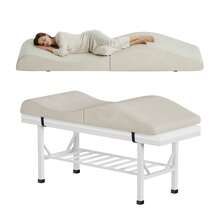 Advwin Foldable Foam Topper For Lash & Massage Beds, Adjustable Straps, Anti-Slip Bottom, Ergonomic Curved Massage Table Mattress Topper, Spa Bed Cushion For Beauty Salon & Spa, Beige - Beige - View 2