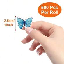 2000 Stickers/4Roll, 1inch Roll Butterfly Flower Shaped Stickers To Mobile Phone, Laptop, Painting Decoration And Decorate Gift Boxes Self-Adhesive Stickers Labels Baking Stickers - 1000張貼紙/2卷 - 查看 2