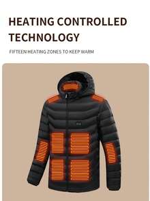15-Zone Intelligent Heating Double Control 3-Gear Temperature Control USB Heating Padded Coat, Warm And Portable For Christmas, New Year, Work, Outdoor Camping (Excluding Power Bank)
