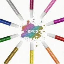10 支装多色闪光胶棒 - 可水洗闪光胶棒套装、DIY 艺术和工艺闪光笔、用于艺术项目的闪光凝胶笔、各种颜色的毕业帽装饰 - 彩色 - 查看 3