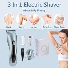 Elektrischer Rasierer für Damen, schmerzfreier Multifunktions-Rasierer für Frauen zum Entfernen von Haaren an Bikinizone, Achseln und Beinen, mit Ladestation, für Nass- und Trockenanwendung, 400mAh