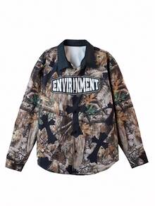 Áo sơ mi dài tay cài nút kiểu dáng thường ngày, họa tiết rằn ri chéo, in kỹ thuật số, phong cách sinh viên, unisex, phong cách đường phố, thích hợp cho mùa xuân/thu. - Đồng - Xem 3