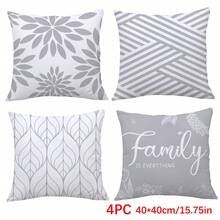 4pcs Simple Gray Line Geometric Pattern Pillow Case Set, Single-Sided Printed Peach Velvet Material, 45*45/50*50/40*40CM Cushion Cover Suitable For Modern Minimalist Sofa Living Room Decor, Gift, Party Decoration - Multicolor - View 13