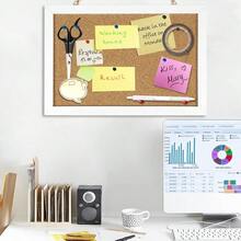 Cork 7. Inches With Rectangle Hanging Pin Office Message - 12" x 7.8" + White Border Color - View 7