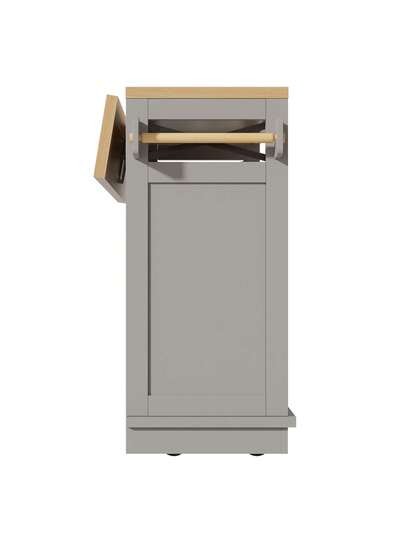 Sairedel Mobile Kitchen Isl Wheels Wood Grain 118x43 80x98 Cm, Grijs Multifunctional Storage Space, Removable Dividers Towel Rack Practical Dining Cart Cabinet view 10