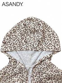 Women's Fall Winter Bestselling Pants Set - Random Print Hooded Top & Straight Leg Trousers, Casual Daily Outfit Spring - Apricot - View 5