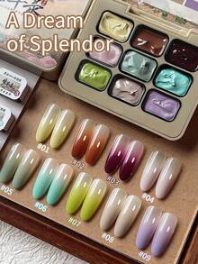 9-Colors Patting Glue Smudge Canned High Saturation Popular Semi-Solid Nail Polish Glue Nail Salon For DIY - 彩色 - 查看 5