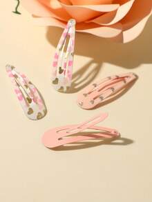 12pcs Cute Glitter Heart Print Hair Clips For Girls - Multicolor - View 3